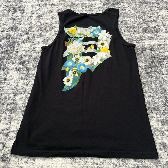 Small Primitive Skateboarding Mens Shirt Lot, Black Tank Top Floral, Angel Black - Picture 9 of 9